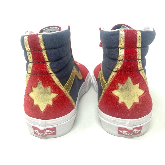 Vans Old Skool High Top Captain Marvel Blue Red Gold Womens 6.5 - Picture 5 of 10